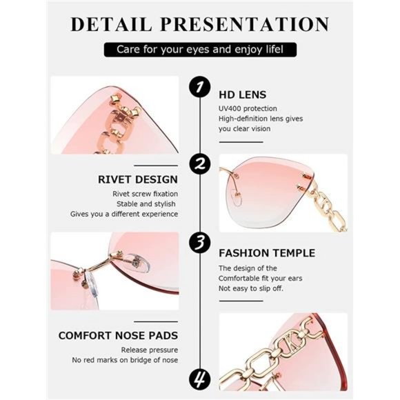 AEVOGUE Sunglasses For Women Oversized Rimless main image 6